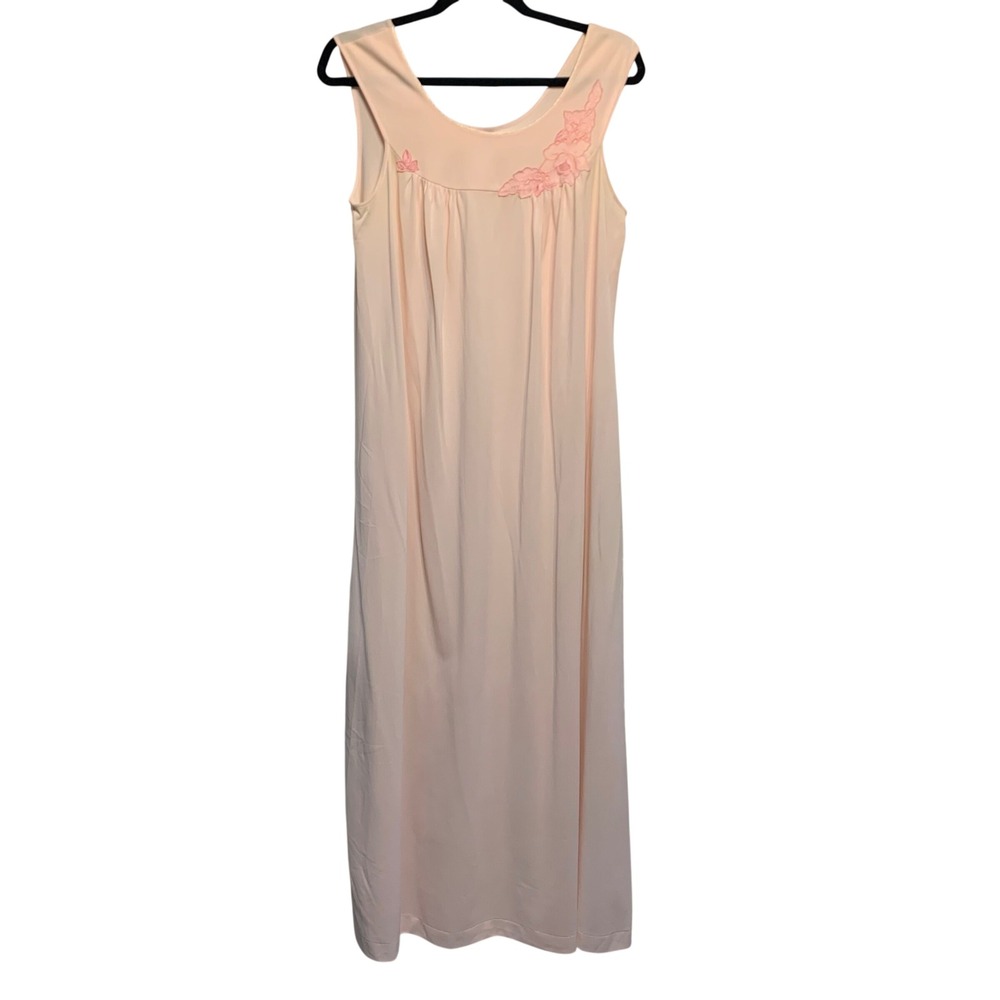 VTG Lorraine Nightgown Small Floral Lace Embroidery Sleeveless Maxi 70s Retro